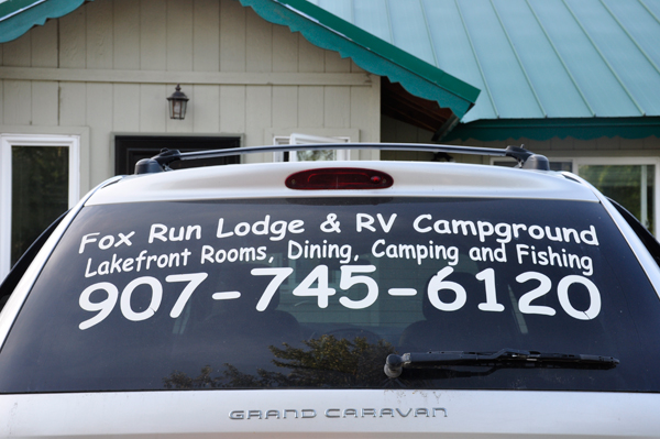 Fox Run Campground  ad on a car